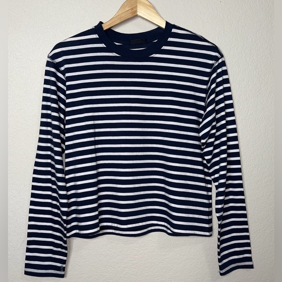 ATM Anthony Thomas Melillo NWT Stripe Jersey Cotton T-Shirt Navy White Small - Picture 11 of 12